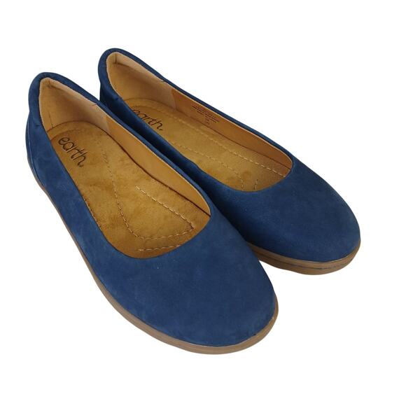 Earth SZ 7 Women's Landen Slip-On Suede Flat In Dark Blue NEW - Picture 1 of 7